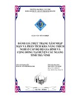 ĐÁNH GIÁ THỰC TRẠNG xâm NHẬP mặn và PHÂN TÍCH KHẢNĂNG THÍCH NGHI ở cấp ĐỘHỘGIA ĐÌNH và CỘNG ĐỒNG tại HUYỆN cầu NGANG TỈNH TRÀ VINH 