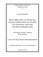 Hoàn thiện công tác thanh tra, giám sát trong lĩnh vực tín dụng của ngân hàng nhà nước chi nhánh tỉnh đăk nông