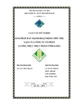 GIẢI PHÁP đẩy MẠNH HOẠT ĐỘNG TIÊU THỤ gạo của CÔNG TY cổ PHẦN LƯƠNG THỰC THỰC PHẨM VĨNH LONG 