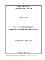 Một số công thức truy hồi trong bài toán tháp Hà Nội tổng quát (Luận văn thạc sĩ)