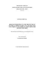 KHẢO SÁTẢNH HƯỞNG CỦA VIỆC BỔ SUNG MULTI VITAMIN VÀ NHÓM VITAMIN A, D, E LÊN KHẢ NĂNG TĂNG TRỌNG VÀ SỨC KHỎE CỦA TRĂN TRONG MÔI TRƯỜNG NUÔI NHỐT