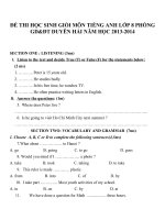 Đề thi học sinh giỏi môn Tiếng Anh lớp 8 Phòng GD và ĐT Duyên Hải năm 2011_2012