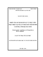 Phiên tòa sơ thẩm dân sự và thực tiễn thực hiện tại tòa án nhân dân thành phố cẩm phả, tỉnh quảng ninh  
