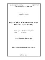 Luật sư bào chữa trong giai đoạn điều tra vụ án hình sự  