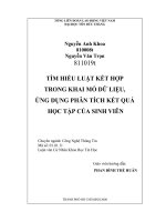 TÌM HIỂU LUẬT kết hợp  TRONG KHAI mỏ dữ LIỆU, ỨNG DỤNG PHÂN TÍCH kết QUẢ  học tập của SINH VIÊn