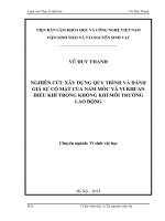 Nghiên cứu xây dựng quy trình và đánh giá sự có mặt của nấm mốc và vi khuẩn hiếu khí trong không khí môi trường lao động (Luận văn thạc sĩ)