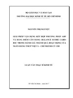 Giải pháp vận dụng kết hợp phương pháp AHP và bảng điểm cân bằng (balance score card) BSC trong đánh giá thành quả hoạt động của ngân hàng TMCP việt á – chi nhánh củ chi 