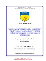 ThS01 185 nâng cao sự hài lòng của người nộp thuế về chất lượng dịch vụ hành chính thuế tại chi cục thuế quận bình thạnh 