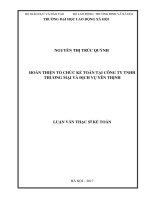 Hoàn thiện tổ chức kế toán tại Công ty TNHH thương mại và dịch vụ Yên Thịnh (Luận văn thạc sĩ)