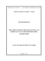 Hoạt động hỗ trợ xã hội cho người sau cai nghiện ma túy tại thành phố Hòa Bình, tỉnh Hòa Bình (Luận văn thạc sĩ)