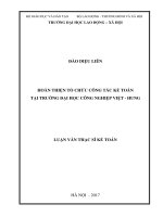 Hoàn thiện tổ chức công tác kế toán tại Trường Đại học Công nghiệp Việt  Hung (Luận văn thạc sĩ)
