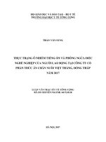 Thực trạng ô nhiễm tiếng ồn và phòng ngừa điếc nghề nghiệp của người lao động tại công ty cổ phần thức ăn chăn nuôi Việt Thắng, Đồng Tháp năm 2017