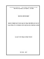 Hoàn thiện kế toán quản trị chi phí sản xuất tại Công ty Cổ phần Xây dựng số 4 Thăng Long (Luận văn thạc sĩ)