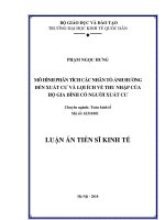 Mô hình phân tích các nhân tố ảnh hưởng đến xuất cư và lợi ích về thu nhập của hộ gia đình có người xuất cư 