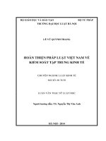 Hoàn thiện pháp luật việt nam về kiểm soát tập trung kinh tế  