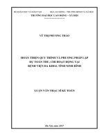 Hoàn thiện quy trình và phương pháp lập dự toán thu, chi hoạt động tại Bệnh viện Đa khoa tỉnh Ninh Bình (Luận văn thạc sĩ)