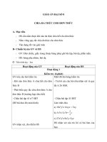 Giáo án Đại số 8 chương 1 bài 11: Chia đa thức cho đơn thức