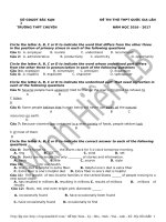ĐỀ THI THỬ THPT QUỐC GIA MÔN TIẾNG ANH CÓ ĐÁP ÁN    trường THPT chuyên sở GD đt bắc can lần 1 năm 2017