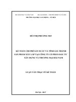 Kế toán chi phí sản xuất và tính giá thành sản phẩm xây lắp tại Công ty cổ phần đầu tư xây dựng và thương mại Hải Nam (Luận văn thạc sĩ)