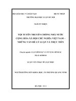 Tội tuyên truyền chống nhà nước cộng hoà xã hội chủ nghĩa việt nam   những vấn đề lý luận và thực tiễn 