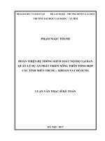 Hoàn thiện hệ thống kiểm soát nội bộ tại Ban Quản lý dự án PTNT tổng hợp các tỉnh miền Trung  Khoản vay bổ sung (Luận văn thạc sĩ)