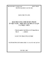 Bảo hộ sáng chế dược phẩm ở việt nam   một số vấn đề lý luận và thực tiễn  