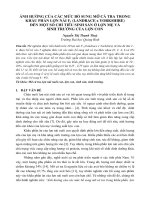 ẢNH HƯỞNG của các mức bổ SUNG mỡ cá TRA TRONG KHẨU PHẦN lợn nái f1 (LANDRACE x YORKSHIRE) đến một số CHỈ TIÊU SINH sản ở lợn mẹ và SINH TRƯỞNG của lợn CON (tt) 