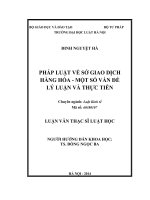 Pháp luật về sở giao dịch hàng hóa   một số vấn đề lý luận và thực tiễn 