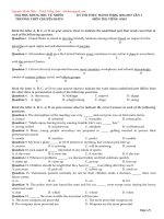 ĐỀ THI THỬ THPT QUỐC GIA MÔN TIẾNG ANH CÓ ĐÁP ÁN  Chuyên KHTN lần 1