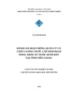 Đánh giá hoạt động quản lý và chất lượng nước cấp sinh hoạt nông thôn từ nước dưới đất tại tỉnh Tiền Giang