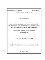 Hoạt động thu thập chứng cứ của tòa án từ thực tiễn giải quyết các vụ án dân sự của tòa án cấp huyện thành phố hải phòng 