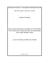 Hoạt động chăm sóc sức khỏe người có công với cách mạng tại Phường Tiền An, Thành phố Bắc Ninh, Tỉnh Bắc Ninh (Luận văn thạc sĩ)