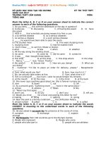 ĐỀ THI THỬ THPT QUỐC GIA MÔN TIẾNG ANH CÓ ĐÁP ÁN    Cẩm GIÀNG