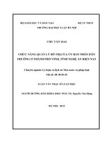 Chức năng quản lý đô thị của ủy ban nhân dân phường ở thành phố vinh, tỉnh nghệ an hiện nay  