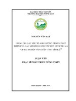 Đánh giá các yếu tố ảnh hưởng đến sự phát triển của các mô hình canh tác lúa nước SRI và FDP tại huyện Văn Chấn  tỉnh Yên Bái (Luận văn thạc sĩ)