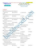 Đề thi thử THPT 2018 môn Hóa Sở GDĐT Cần Thơ Lần 1  File word Có đáp án Có lời giải chi tiết