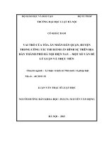 Vai trò của tòa án nhân dân quận, huyện trong công tác thi hành án hình sự trên địa bàn thành phố hà nội hiện nay   một số vấn đề lý luận và thực tiễn 