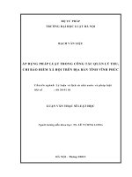Áp dụng pháp luật trong công tác quản lý thu, chi bảo hiểm xã hội trên địa bàn tỉnh vĩnh phúc 