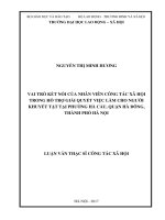 Vai trò kết nối của nhân viên công tác xã hội trong hỗ trợ giải quyết việc làm cho người khuyết tật tại phường hà cầu, quận hà đông, thành phố hà nội 