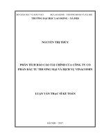 Phân tích báo cáo tài chính của công ty cổ phần đầu tư, thương mại và dịch vụ VINACOMIN 
