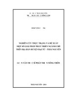 Nghiên cứu thực trạng và đề xuất một số giải pháp phát triển ngành chè trên địa bàn huyện Đại Từ, Thái Nguyên (Luận văn thạc sĩ)