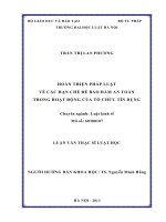 Hoàn thiện pháp luật về các hạn chế để bảo đảm an toàn trong hoạt động của tổ chức tín dụng 