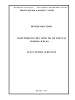 Hoàn thiện tổ chức công tác kế toán tại Trường Lê Duẩn