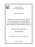Nghiên cứu tác động của quản trị vốn lưu động đến khả năng sinh lời của các doanh nghiệp ngành thép niêm yết trên thị trường chứng khoán việt nam