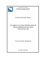 Tác động của tăng trưởng kinh tế tới bất bình đẳng thu nhập tỉnh quảng trị