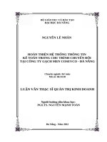 Hoàn thiện hệ thống thông tin kế toán trong Chu trình chuyển đổi tại Công ty Gạch men Cosevco – Đà Nẵng