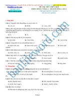 Đề thi thử THPT 2018 môn Hóa Trường THPT Nông Cống 1 Thanh Hóa Lần 1 File word Có đáp án Có lời giải chi tiết