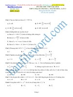 Đề thi thử THPT 2018 môn Toán Trường THPT Thạch Thành 1 Thanh Hóa Lần 2 File word Có đáp án Có lời giải chi tiết