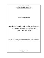 Nghiên cứu giải pháp phát triển kinh tế trang trại huyện Đồng Hỷ, tỉnh Thái Nguyên (Luận văn thạc sĩ0