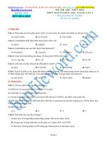 Đề thi thử THPT 2018 môn Hóa Trường THPT Ngô Sĩ Liên Bắc Giang Lần 1 File word Có đáp án Có lời giải chi tiết